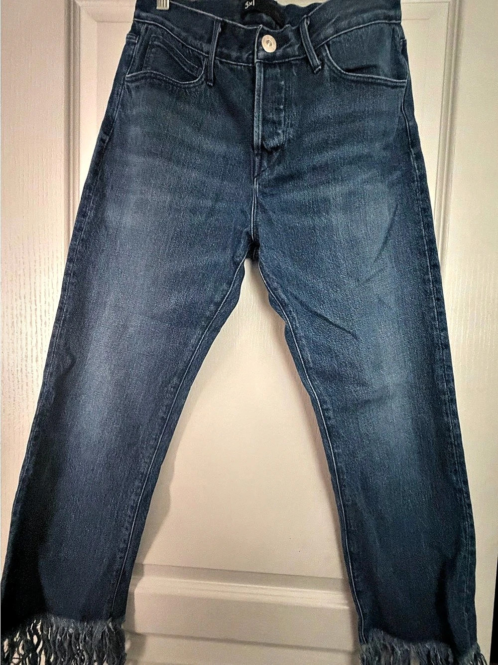 3x1 WM3 Straight Crop Fringe Jeans
